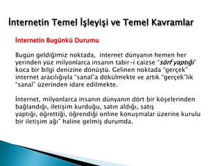 İnternetin Temel İşleyişi ve Temel Kavramlar