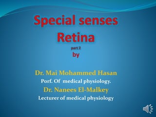 Dr. Mai Mohammed Hasan
Porf. Of medical physiology.
Dr. Nanees El-Malkey
Lecturer of medical physiology
 