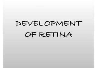 DEVELOPMENT
OF RETINA
 
