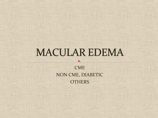 CME
NON CME, DIABETIC
OTHERS
 