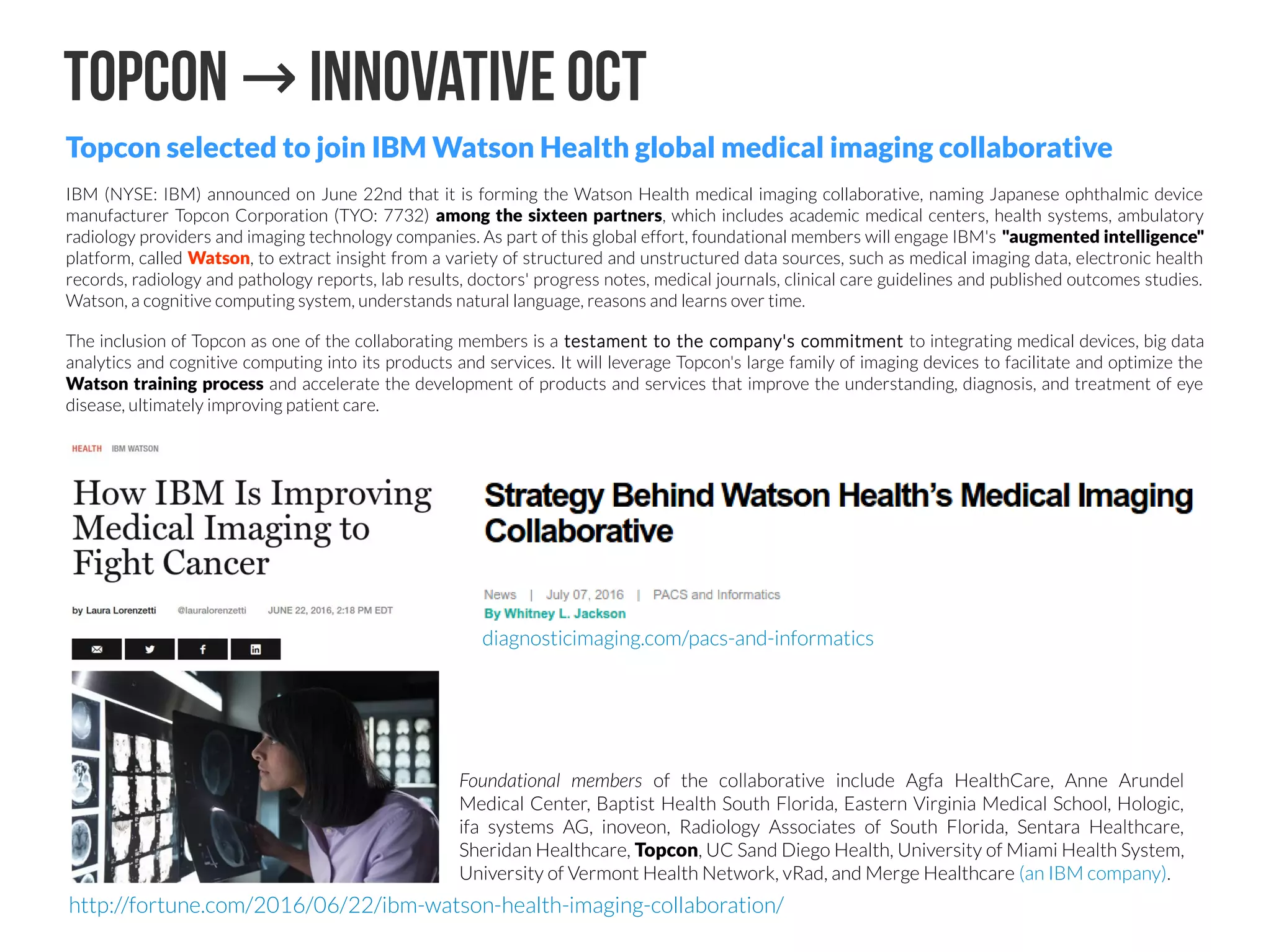 Innovative OCTs Compact Imaging
"Our lenses and beam splitters are all either
consumer level items or have a direct analogue
in the consumer domain," commented Bogue.
"That means we can make a low-cost system,
while the design itself allows that system to fit
into an inherently small footprint with low
operating power.
Potential applications for a genuinely low-cost
compact OCT platform could include a
number of uses in health monitoring and non-
destructive testing."
IPIC's involvement has been key to the
company's success in miniaturizing the
technology from its initial bench-top
implementation. The first-generation
prototypes now measure about 50 x 50 mm,
and Bogue indicated that his road map
towards even smaller versions was on course
to conclude early in 2016.
https://www.crunchbase.com/organization/fp-technology#/entity
https://compactimaging.com http://optics.org/news/6/9/56
 