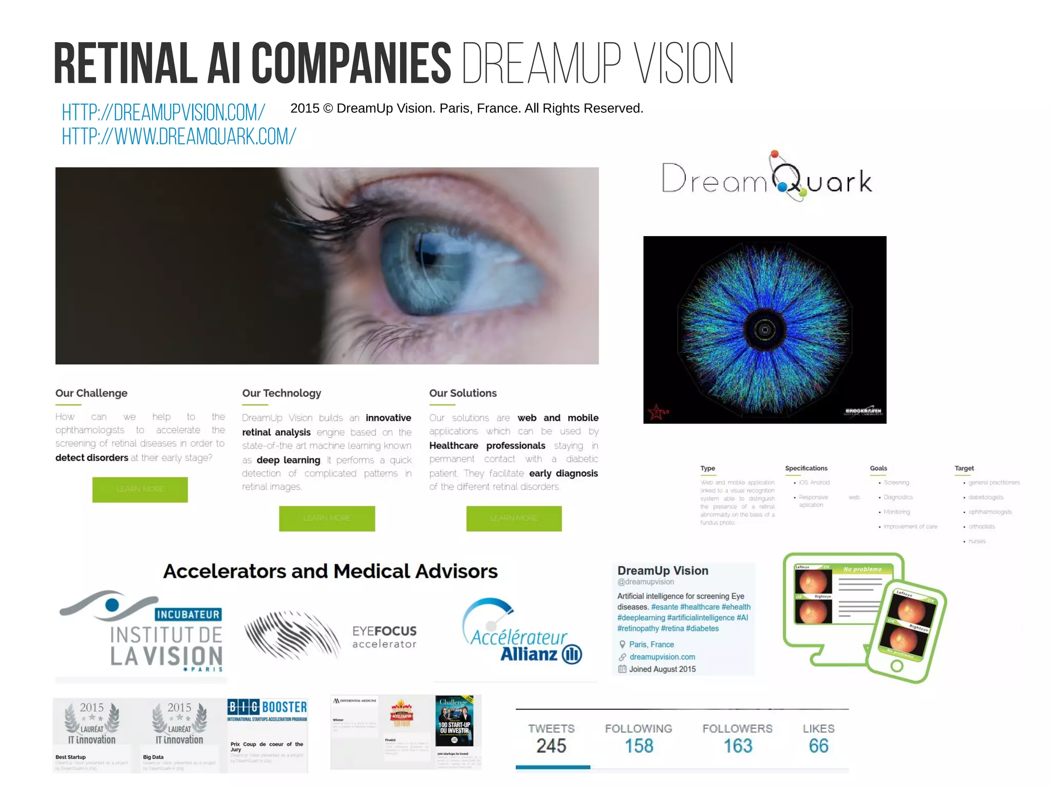 Retinal Parkinson's Disease prediction
http://dx.doi.org/10.1186/s40478-016-0346-z
The occurrence of ocular manifestations in many neurodegenerative
diseases, including PD, emphasizes the strong connection between the
brain and the retina. Indeed, PD patients often suffer from visual
symptoms such as reduced visual acuity, low contrast sensitivity and
disturbed colour vision [9, 10]. In particular, recent findings have
highlighted the retina as a potential biomarker for PD. Thinning of the
inner retinal layer has shown to be an early event in patients with early
PD, where early disease was defined as diagnosis within 2.5 years with
an average disease stage of 2 (Hoehn–Yahr scale) [11, 12]. The
severity of PD symptoms correlates with RNFL thickness [13, 14].
Functional changes in the retina have also been recorded in early PD
(grade 1–1.5 Hoehn–Yahr scale, diagnosed within 3 years) [15] with
some suggestion that RGCs are involved early [16].
The aim of this study is to determine, using a rotenone-induced rodent
model of PD, whether firstly, retinal imaging can identify quantifiable
changes including retinal layer thickness (OCT) and RGC apoptotic
counts (DARC) in the natural history of the disease; and secondly, if
these changes can be used as surrogate biomarkers, and applied to
assessing a potential PD treatment strategy.
A modified Heidelberg HRA-OCT Spectralis (Heidelberg Engineering) was used for OCT imaging
[33]. A posterior pole scanning protocol, centred on the rat optic nerve head, was obtained in
each treatment group with TruTrack® software (Heidelberg Engineering), to ensure pixel to pixel
correspondence over time. Mean retinal thickness was determined using the HEYEX® thickness
map analysis (Heidelberg Engineering).
Affiliated with: UCL Institute of Ophthalmology, University College London
http://dx.doi.org/10.1371/journal.pone.0085718
http://dx.doi.org/10.1007%2Fs10633-015-9503-0
 
