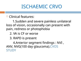 retinal vascular occlusions crvo brvoppt | PPTX