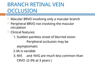 retinal vascular occlusions crvo brvoppt | PPTX