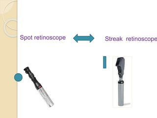 Spot retinoscope Streak retinoscope 
 