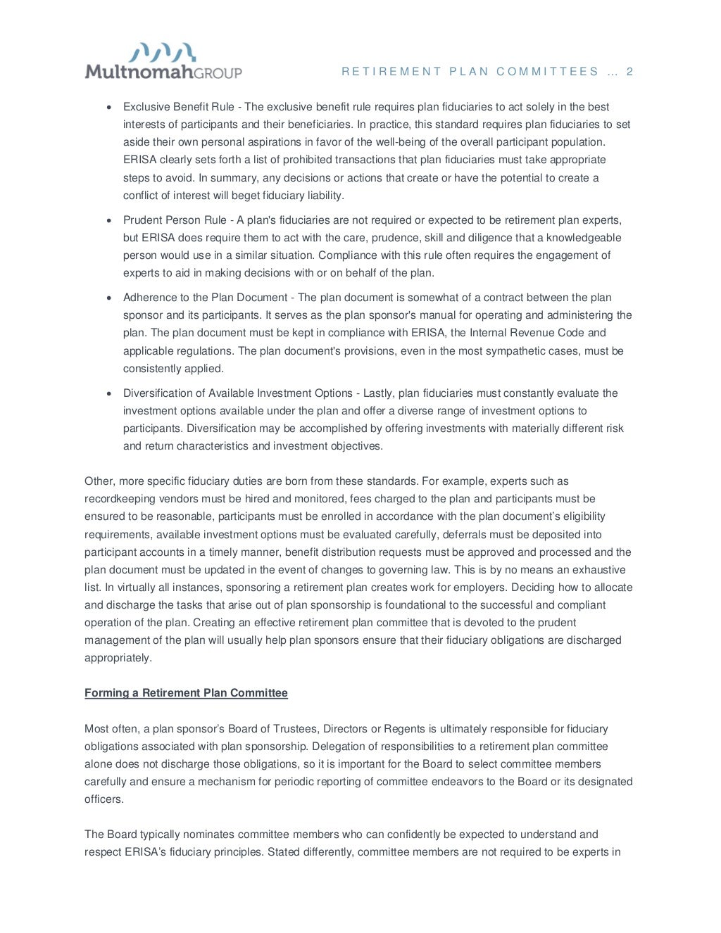 Retirement Plan Committee Best Practices, Simplified