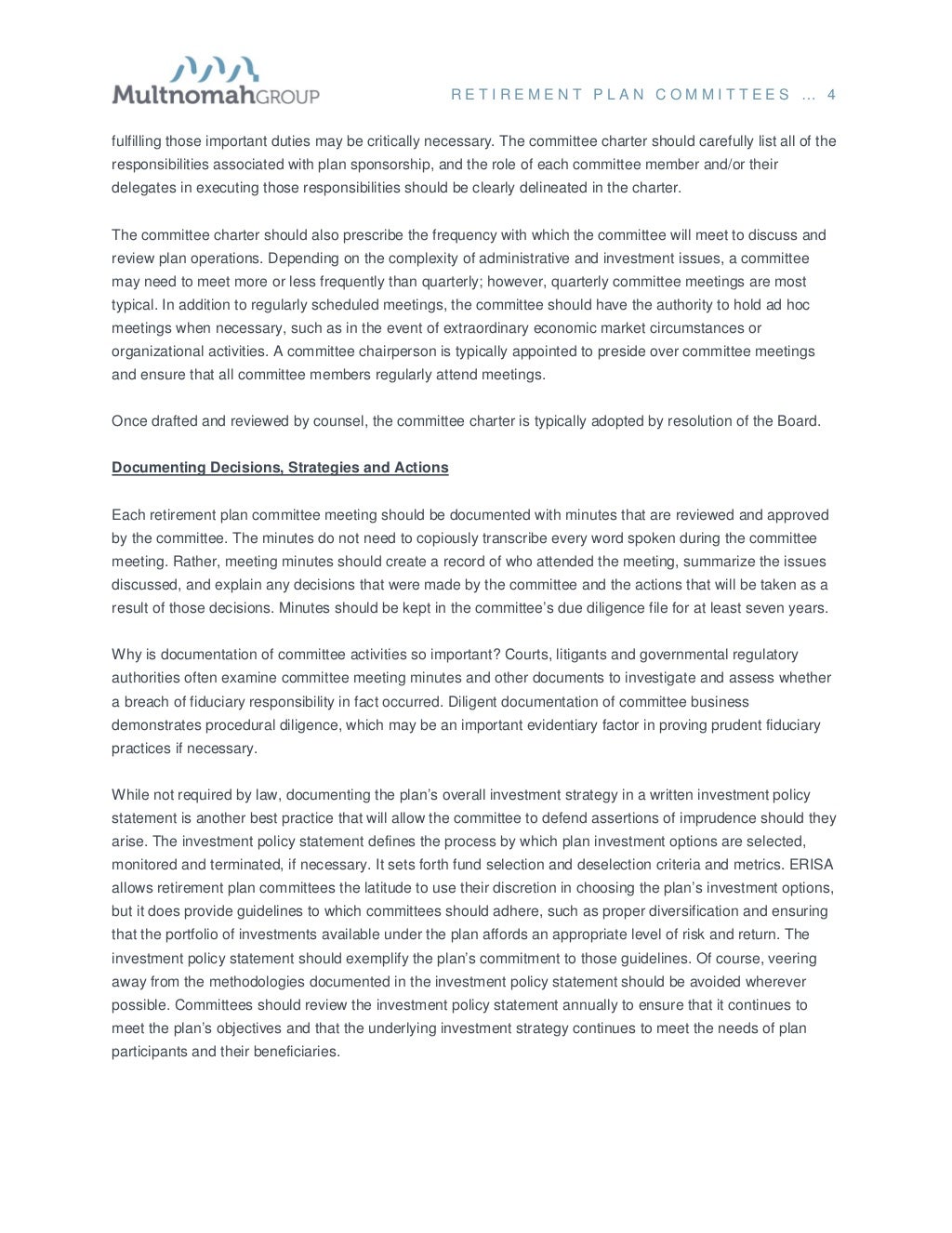 Retirement Plan Committee Best Practices, Simplified