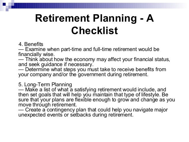 retirement planning a checklist by ted wernham
