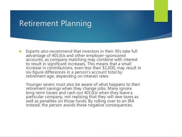 Retirement Planning for People in their 30s