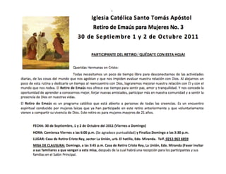Retiro Espiritual de Emaus para Mujeres @Caracas:ElHatillo - 30Sep&1&2Oct-2011