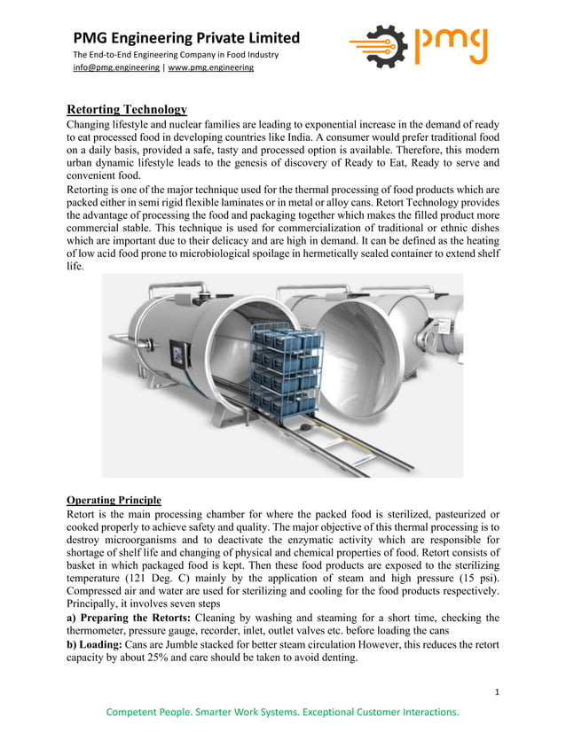 Retorting Technology Operating Principle, Components of Retort, Types