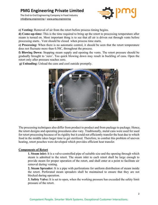 Retorting Technology Operating Principle, Components of Retort, Types