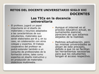 Retos del Docente Universitario en el Siglo XXI | PPTX