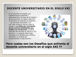 Rol del Docente Universitarios y sus Retos en el Siglo XXI | PPTX