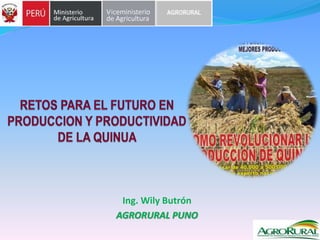 Ing. Wily Butrón
AGRORURAL PUNO
 