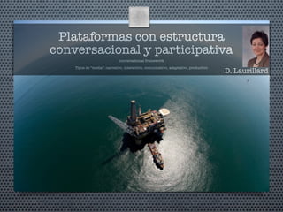 Plataformas con estructura
conversacional y participativa!conversational framework
!Tipos de “media”: narrativo, interacti...