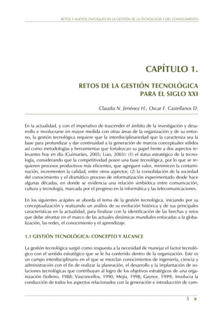 Retos y Nuevos Enfoques en la Gestión de la Tecnología y del ...