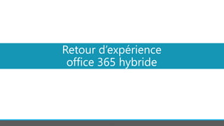Retour d’expérience
office 365 hybride
 