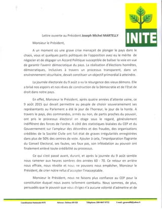 INITE se retire du gouvernement Martelly/Paul