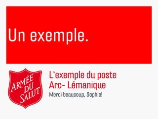 Un exemple.

     L‘exemple du poste
     Arc- Lémanique
     Merci beaucoup, Sophie!
 