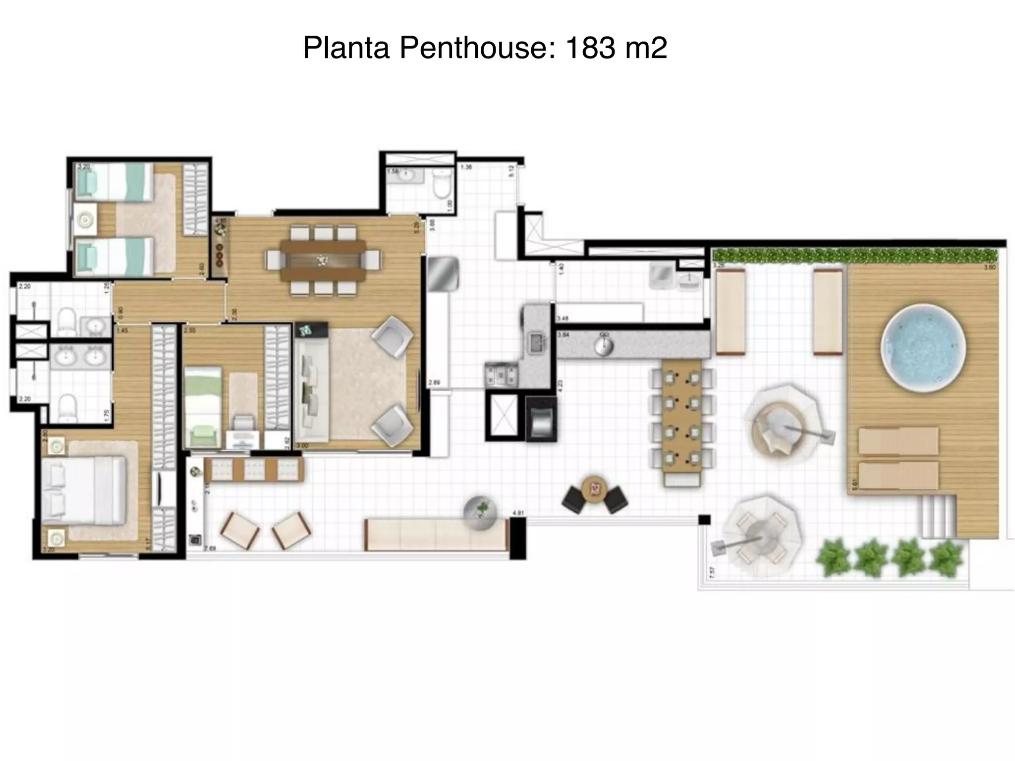Planta Penthouse: 183 m2