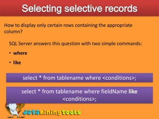 MS SQL SERVER: Retrieving Data From A Database | PPT
