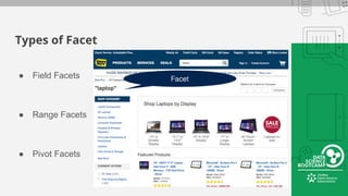 Types of Facet
● Field Facets
● Range Facets
● Pivot Facets
 