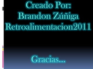 Creado Por:
   Brandon Zúñiga
Retroalimentacion2011


      Gracias…
 
