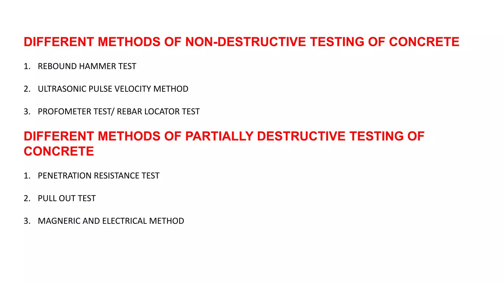 Non Destructive and Partially Destructive Testing Of Concrete ...