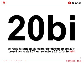 20bi de reais faturados via comércio eletrônico em 2011, crescimento de 25% em relação a 2010. fonte:  ebit 