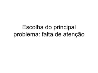 Escolha do principal problema: falta de atenção