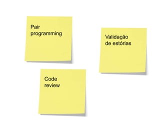 Pair programmingValidação de estóriasCode review