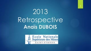 2013
Retrospective
Anaïs DUBOIS

1

 