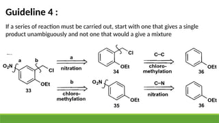Guideline 4 :
If a series of reaction must be carried out, start with one that gives a single
product unambiguously and not one that would a give a mixture
 