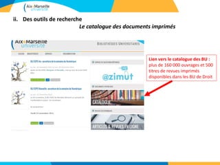 ii. Des outils de recherche
Le catalogue des documents imprimés
Lien vers le catalogue des BU :
plus de 160 000 ouvrages e...