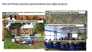 One (of three) summary presentations lists eight projects
 