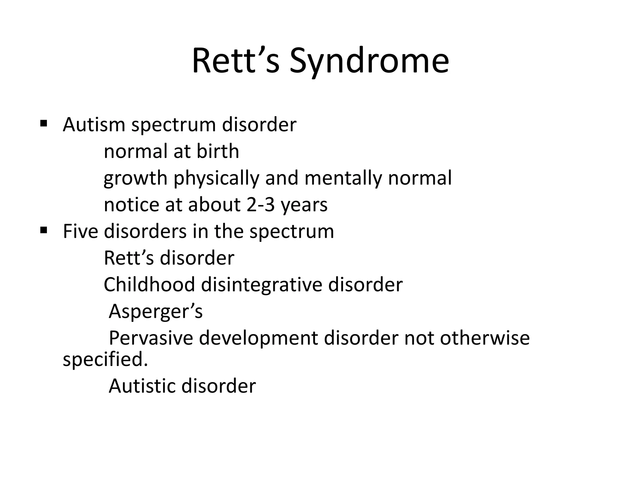 Rett’S Syndrome | PPTX