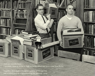 And two months later, 
3 students came to Milan to help us in the office and learn some new tricks. 
Together, they made a beautiful archive of Design 101 
and worked hard on communicating our summer camp. 
 