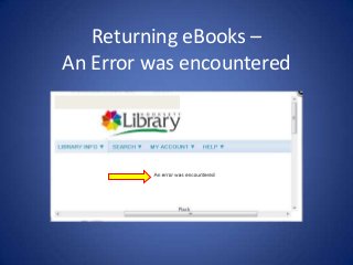 Returning eBooks –
An Error was encountered
 