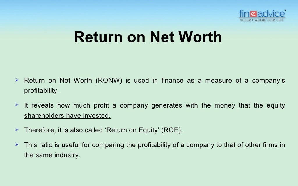 Return on Net Worth