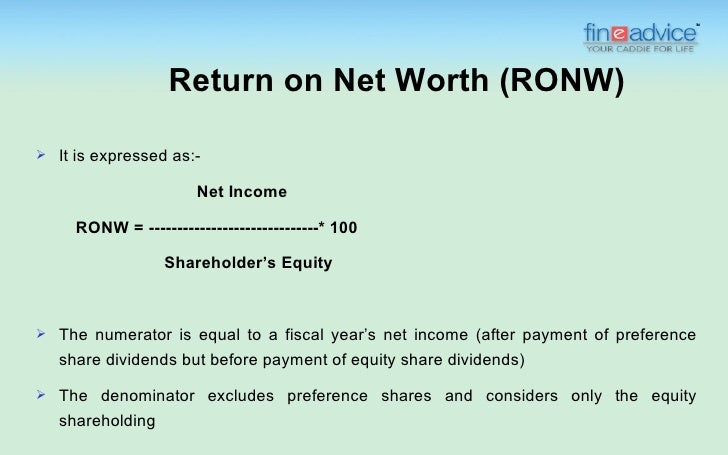 return on net worth company s net worth
