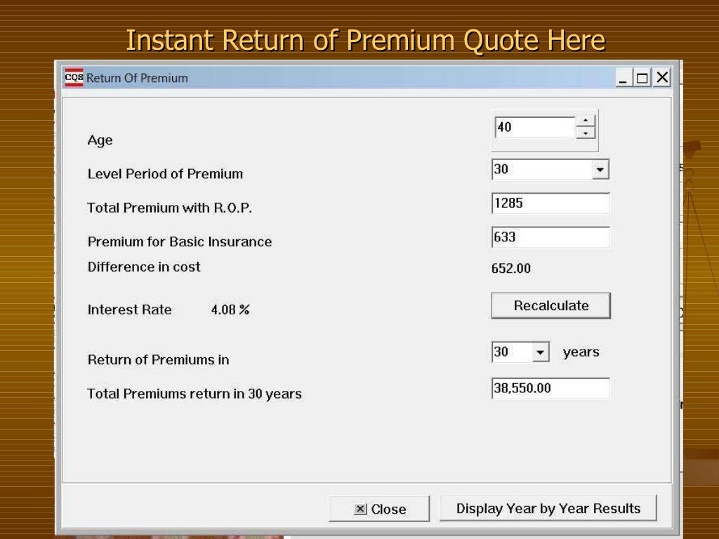 Return of premium life insurance