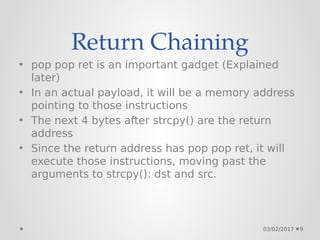 Return Oriented Programming | PDF