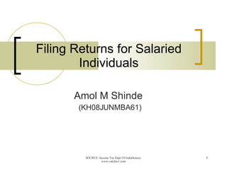 Filing Returns for Salaried Individuals Amol M Shinde  (KH08JUNMBA61) 