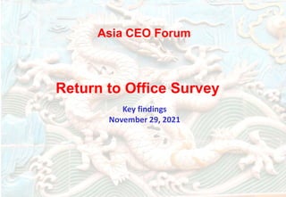www.imaasia.com Page 1
Asia CEO Forum
Return to Office Survey
Key findings
November 29, 2021
Asia CEO Forum
 