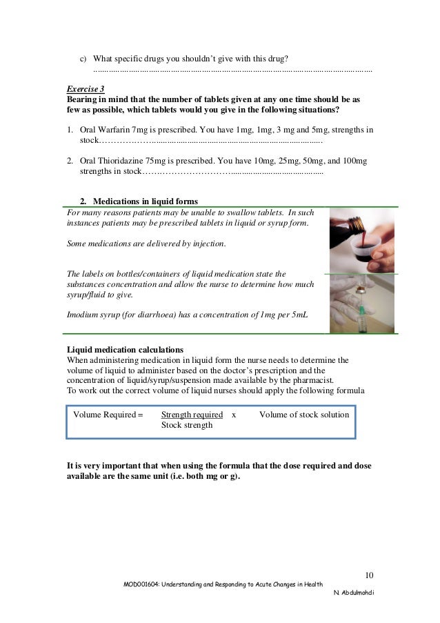 drug calculation formula for nurses sample with answer pdf