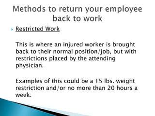 Work Restriction Types Return To Work Presentation | PPTX