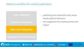 retv-project.eu @ReTV_EU @ReTVproject retv-project retv_project
Editorial workflow for content publication
18
Topic Select...
