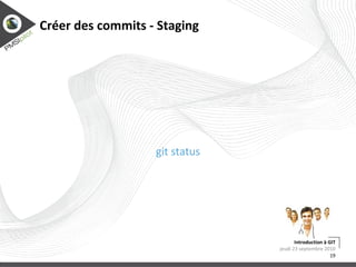 (Notre) workflow git lundi 13 septembre 2010 Introduction à GIT 