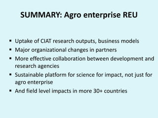 Reaching End-Users: Facts for helping CIAT move forward on strategic program development